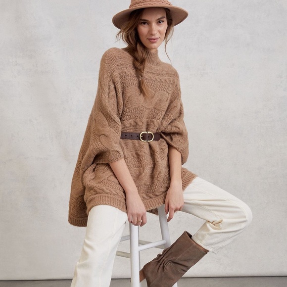 Anthropologie Sweaters - Anthropologie | ROSAMUND CABLE-KNIT PONCHO SWEATER